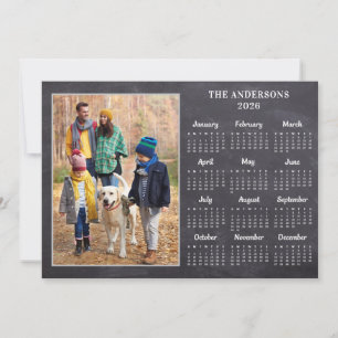 Personalisierter Familienfoto-Kalender 2027 im rus Feiertagskarte