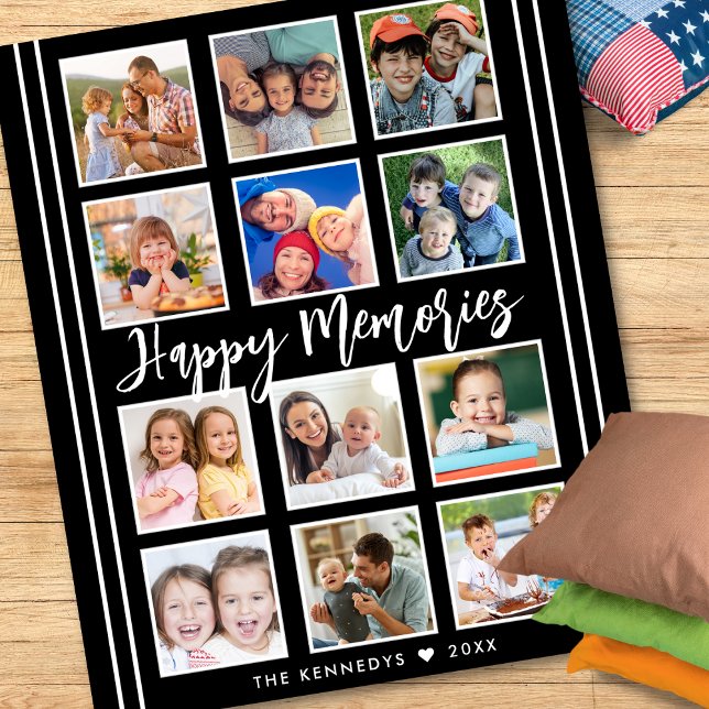 Personalisierter Familienname 12 Schwarz-Foto-Coll Fleecedecke (Von Creator hochgeladen)