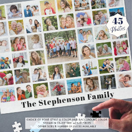 Personalisierter Familienname 45 FotoCollage White Puzzle