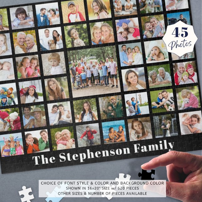 Personalisierter Familienname 45 Schwarz Puzzle (Von Creator hochgeladen)