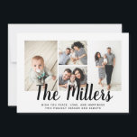 Personalisierter Familienname 4 FotoCollage Feiertagskarte<br><div class="desc">Verteilen Sie die Liebe mit dieser personalisierten Urlaubskarte,  die eine Collage aus Foto und Ihren Familiennamen enthält. Fügen Sie ein Foto und Text auf die Rückseite für eine besondere Touch.</div>