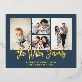 Personalisierter Familienname 4 Fotomaterial Folien Feiertagspostkarte