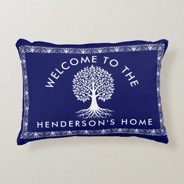 Personalisierter Familienname Akzent Pillow Dekokissen (Vorderseite)