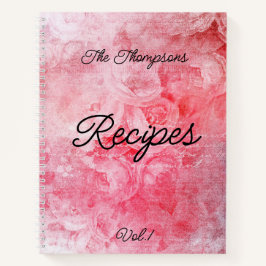 Personalisierter Familienname auf Vintag rosa Blum Notizbuch