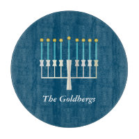 Personalisierter Familienname Blue Hanukkah Menora