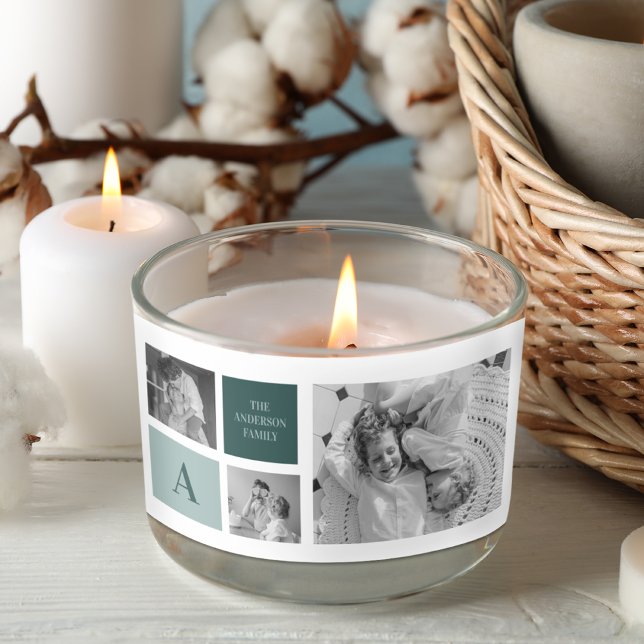 Personalisierter Familienname Collage Foto Geschen Rechteckiger Aufkleber (Von Creator hochgeladen)