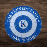 Personalisierter Familienname Custom Monogram Blue Dartscheibe<br><div class="desc">Einfache Vorlage,  um Ihr Dartboard mit Ihrem Familiennamen und Monogramm zu personalisieren. Passen Sie die Texte an Ihre Bedürfnisse an.</div>