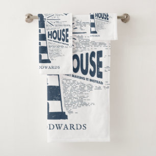 Personalisierter Familienname des Light House Badhandtuch Set