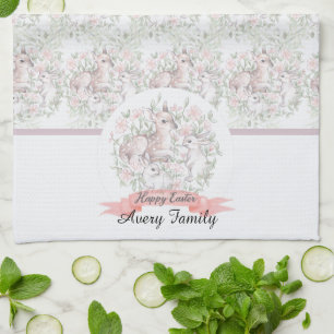Personalisierter Familienname Dez Bunny Oaster Geschirrtuch