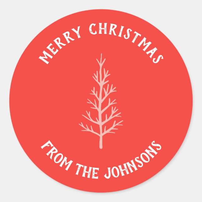 Personalisierter Familienname Frohe Weihnachten Ba Runder Aufkleber (Vorderseite)