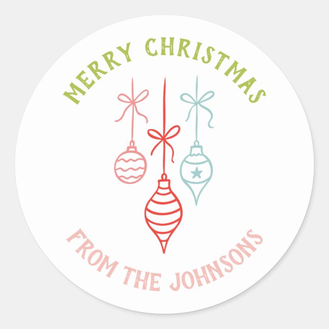 Personalisierter Familienname Frohe Weihnachten Ch Runder Aufkleber (Vorderseite)