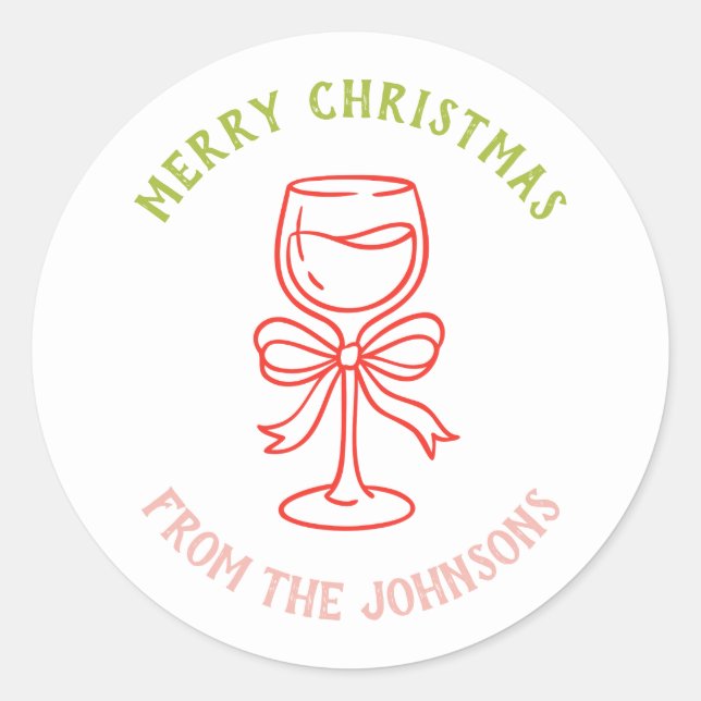 Personalisierter Familienname Frohe Weihnachten Ge Runder Aufkleber (Vorderseite)