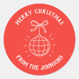 Personalisierter Familienname Frohe Weihnachten  Runder Aufkleber