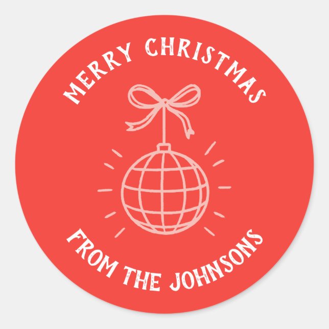 Personalisierter Familienname Frohe Weihnachten  Runder Aufkleber (Vorderseite)