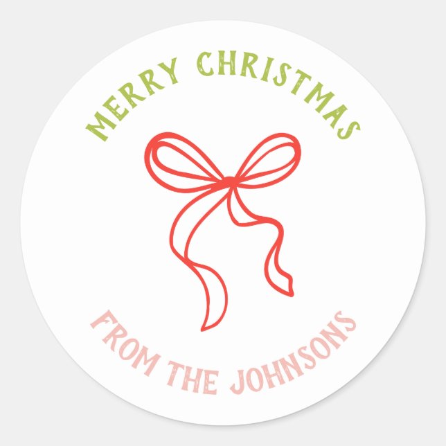 Personalisierter Familienname Frohe Weihnachten Sc Runder Aufkleber (Vorderseite)