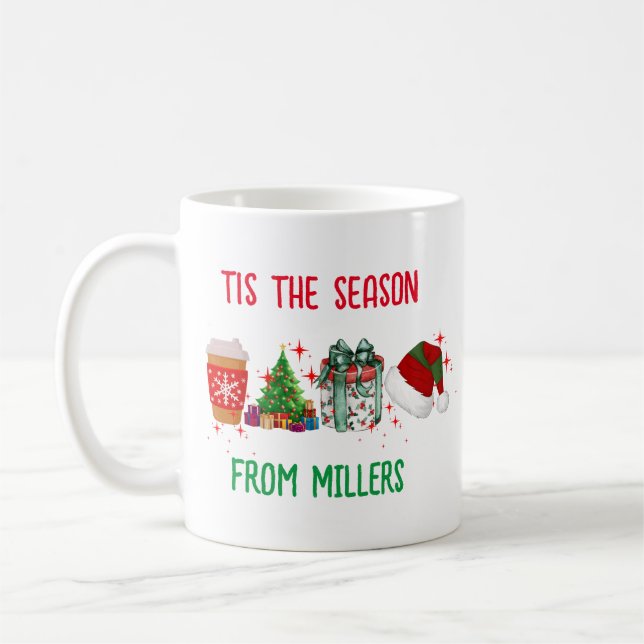 Personalisierter Familienname Frohe Weihnachten We Kaffeetasse (Links)