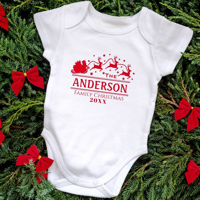 Personalisierter Familienname für Weihnachten Baby Strampler (Matching Christmas Personalized Family Name Baby Bodysuit)