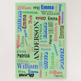 Personalisierter Familienname für Word Cloud Puzzle