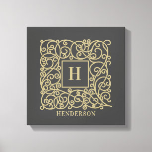 Personalisierter Familienname Gold Monogram Leinwanddruck