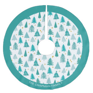 Personalisierter Familienname Grüner Aquamariner W Polyester Weihnachtsbaumdecke