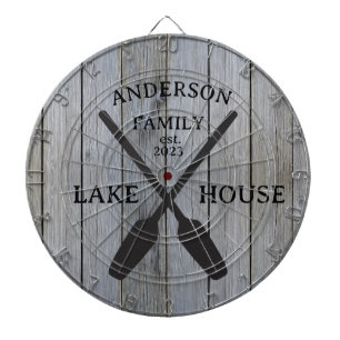 Personalisierter Familienname Lake House Dartscheibe