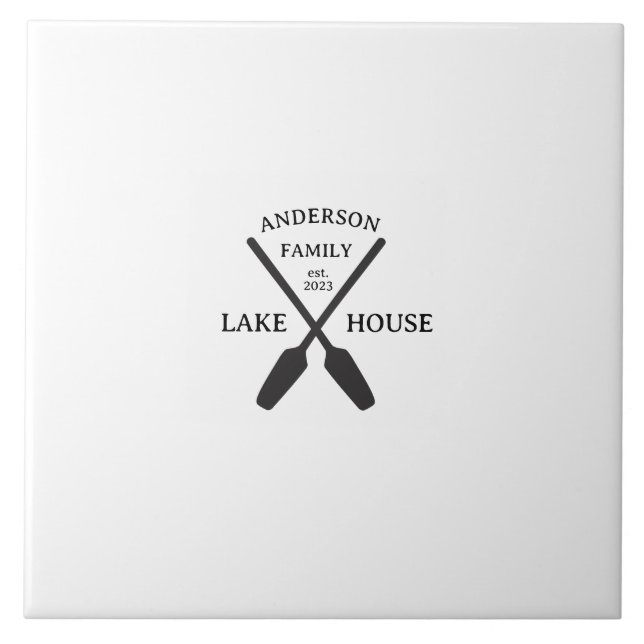 Personalisierter Familienname Lake House Fliese (Vorderseite)