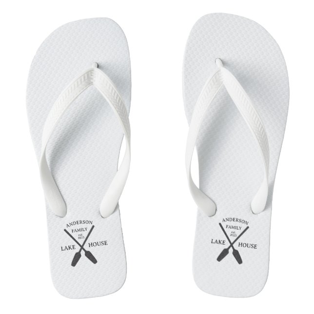 Personalisierter Familienname Lake House Flip Flops (Fußbett)