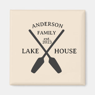 Personalisierter Familienname Lake House Magnet