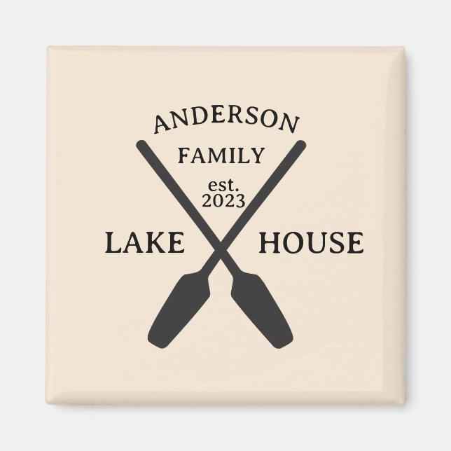 Personalisierter Familienname Lake House Magnet (Vorne)