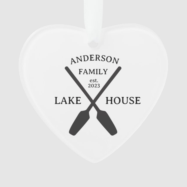 Personalisierter Familienname Lake House Ornament (Vorderseite)