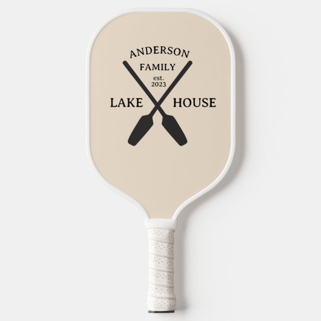 Personalisierter Familienname Lake House Pickleball Schläger (Vorderseite)