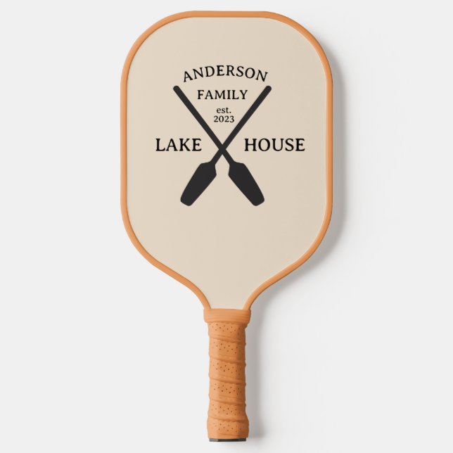 Personalisierter Familienname Lake House Pickleball Schläger (Vorderseite)