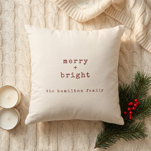 Personalisierter Familienname Merry + Helle Weihna Kissen