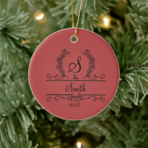 Personalisierter Familienname mit Monogramm Keramik Ornament