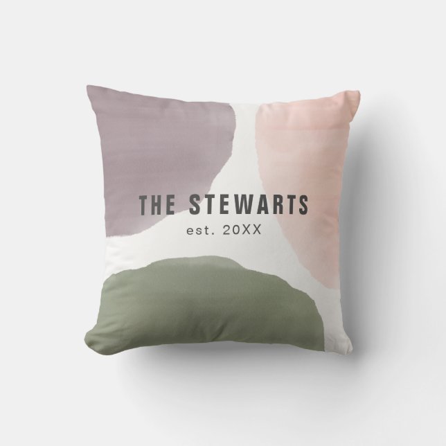 Personalisierter Familienname Moderne Aquarellkrei Kissen (Vorderseite)