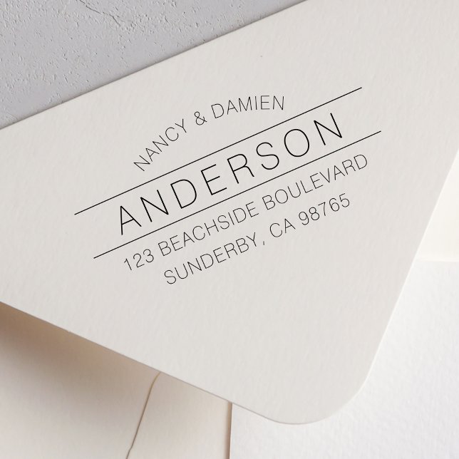 Personalisierter Familienname Moderne Rücksendeadr Permastempel (Von Creator hochgeladen)