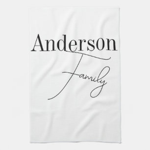 Personalisierter Familienname Modernes Schwarz und Geschirrtuch