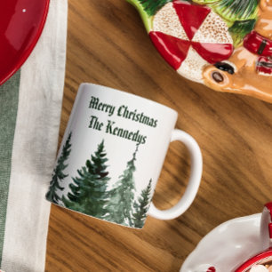 Personalisierter Familienname Monogram Weihnachtsb Zweifarbige Tasse