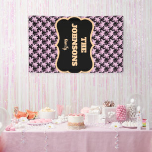 Personalisierter Familienname rosa floral Banner