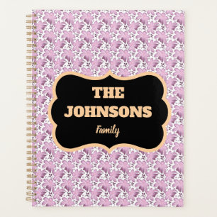 Personalisierter Familienname rosa floral Planer