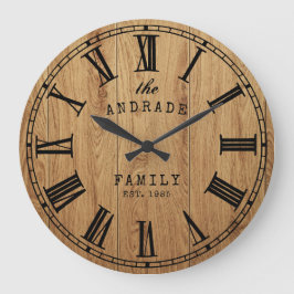 Personalisierter Familienname Rustikales Bauernhau Große Wanduhr
