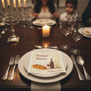 Personalisierter Familienname Schabbat Schalom Serviette