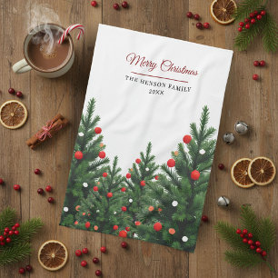 Personalisierter Familienname Weihnachtsbaum Geschirrtuch
