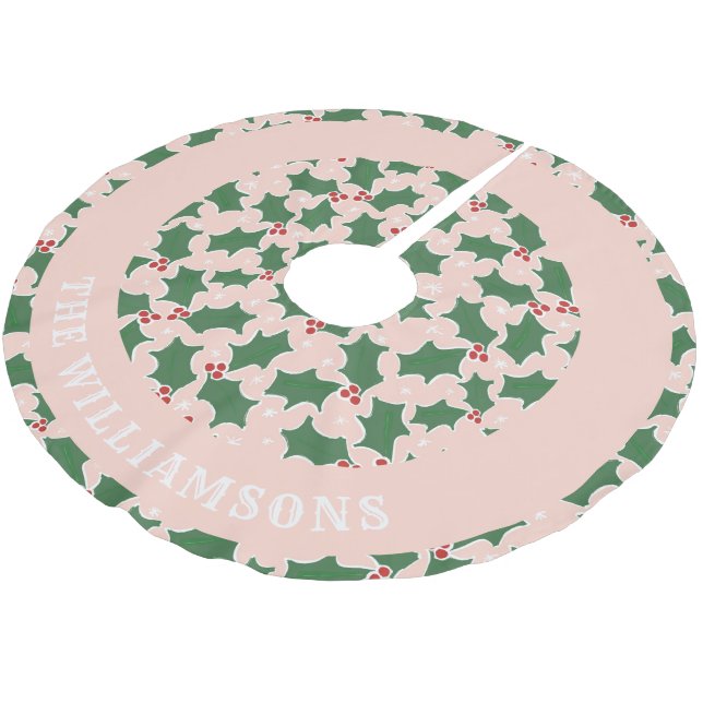 personalisierter Familienname Weihnachtsbaumrock Polyester Weihnachtsbaumdecke (Schrägansicht)