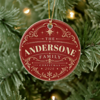 Personalisierter Familienname Weihnachtsbaumschmuc Keramik Ornament