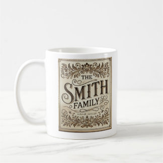 Personalisierter Familiennamensbecher – Minimal Ne Kaffeetasse