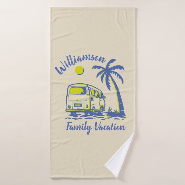 Personalisierter Familienurlaub Badhandtuch Set (Badehandtuch)