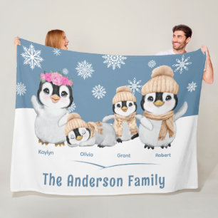 Personalisierter Familienurlaub in Pinguin Fleecedecke