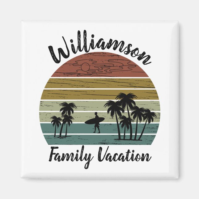 Personalisierter Familienurlaub Magnet (Vorne)