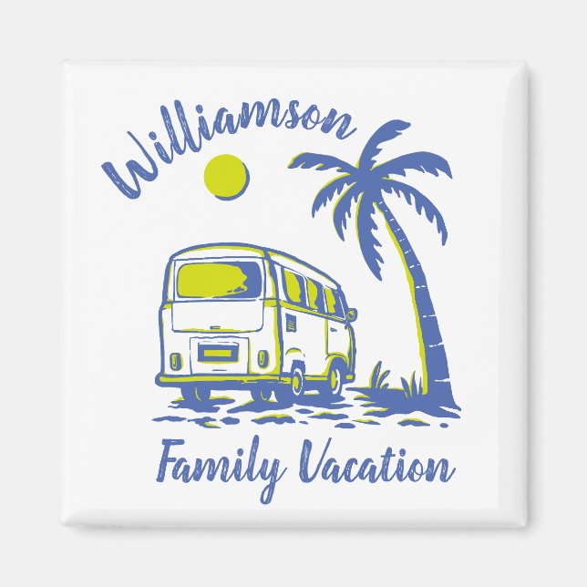 Personalisierter Familienurlaub Magnet (Vorne)